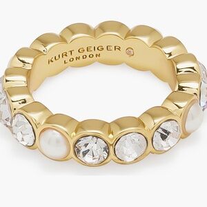 Kurt Geiger London Gold Eternity Faux Pearl Women's Ring Sz 7